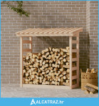Stalak za drva za ogrjev 108x64,5x110 cm od masivne borovine - NOVO