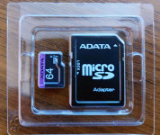 AData Premier microSDXC memorijska kartica, 64 GB + SD adapter