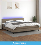 Krevet box spring s madracem LED smeđesivi 200x200 cm tkanina - NOVO
