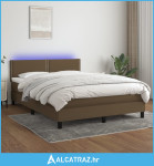Krevet box spring s madracem LED tamnosmeđi 140x190 cm tkanina - NOVO
