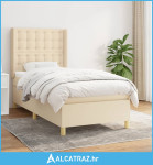 Krevet s oprugama i madracem krem 90 x 200 cm od tkanine - NOVO