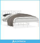 Metalni okvir za krevet s uzglavljem bijeli 135x190 cm - NOVO