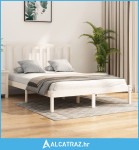 Okvir za krevet od masivne borovine bijeli 140 x 190 cm - NOVO