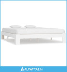 Okvir za krevet od masivne borovine bijeli 160 x 200 cm - NOVO
