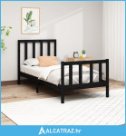 Okvir za krevet od masivne borovine crni 100 x 200 cm - NOVO