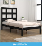 Okvir za krevet od masivnog drva crni 75 x 190 cm 2FT6 mali - NOVO