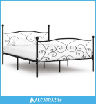 Okvir za krevet s podnicama crni metalni 120 x 200 cm - NOVO