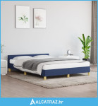 Okvir za krevet s uzglavljem plavi 140 x 200 cm od tkanine - NOVO