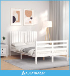 Okvir kreveta s uzglavljem bijeli 4FT mali bračni masivno drvo - NOVO