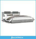 Okvir kreveta s uzglavljem LED siva boja betona 160 x 200 cm - NOVO