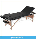 Crni sklopivi stol za masažu s 3 zone i drvenim okvirom - NOVO