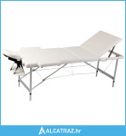 Krem bijeli sklopivi masažni trodijelni stol s aluminijskim okvirom -