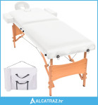 Sklopivi dvodijelni masažni stol debljine 10 cm bijeli - NOVO