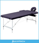 Sklopivi masažni stol s 2 zone aluminijski ljubičasti - NOVO