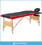 Sklopivi masažni stol s 3 zone drveni crno-crveni - NOVO