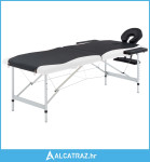 Sklopivi stol za masažu s 2 zone aluminijski crno-bijeli - NOVO