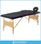 Sklopivi stol za masažu s 2 zone drveni crni - NOVO