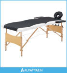 Sklopivi stol za masažu s 2 zone drveni crno-bijeli - NOVO