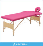Sklopivi stol za masažu s 2 zone drveni ružičasti - NOVO