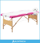 Sklopivi stol za masažu s 3 zone drveni bijelo-ružičasti - NOVO