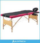Sklopivi stol za masažu s 3 zone drveni crno-ružičasti - NOVO