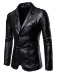 Muški blazer, sako, jakna, umjetna koža, crni XL/XXL