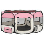 vidaXL Sklopiva ogradica za pse s torbom za nošenje roza 145x145x61 cm