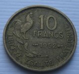 FRANCE 10 FRANCS 1952