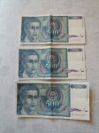 3 novcanice od 500 jugoslavenskih dinara printano 1990.g