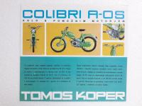 Original tvornički prospekt TOMOS COLIBRI A-ON i COLIBRI A-OS BROCHURE