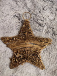 Božićni ukrasi - zvijezda od šibe, zlatno