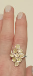 Srebrni prsten, cirkoni, pozlata, 925 srebro