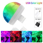 Svjetlo ambient RGB LED 3W mini disco, auto  na USB mini Type-C iPhone