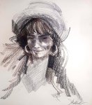 Charles Billich "Djevojčica s šeširom" pastel 55x45cm;