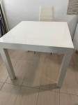 Blagovaonski stol izvlačni,bijeli/visoki sjaj,90x90(150)75,120 e