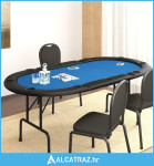 Sklopivi stol za poker za 10 igrača plavi 206 x 106 x 75 cm - NOVO