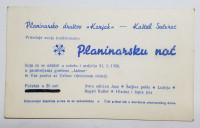 P. DRUŠTVO KOZJAK, PLANINARSKA NOĆ 1956. G. pozivnica