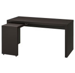 IKEA MALM radni stol crni + izvlacna ploca U ODLICNOM STANJU