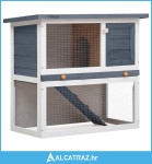 Vanjska kućica za zečeve s 1 vratima siva drvena - NOVO