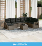 9-dijelni set vrtnih sofa od poliratana s jastucima sivi - NOVO