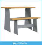 Blagovaonski stol s klupom boja meda i siva od masivne borovine - NOVO