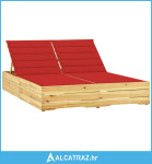 Dvostruka ležaljka s crvenim jastucima od impregnirane borovine - NOVO