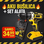 AKU BUŠILICA 2 BATERIJE PUNJAČ + SET ALATA