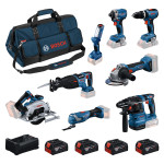BOSCH aku kombo set - GBH 18V-22 + GWS 18V-8 + GDR 18V-215 + GSB 18V-6