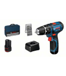 BOSCH GSB 12V-15 Akumulatorski vrtalnik (2 x 2,0Ah + polnilnik + torba