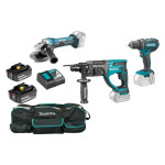 MAKITA aku set DLX3121T - DDF482Z + DGA452Z + DHR202Z 18V 3,0/5,0Ah DC