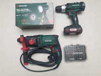 Parkside aku bušilica, bušilica za beton, aku lampa i set bitova