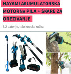 Aku pila+štapna pila+aku škare+štapne škare 2x Baterija NOVO! ZAGREB