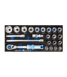 HOEGERT SET VIJAČNIH NASTAVKOV Z RAGLJO, 1/2", 23-DELNI, organizator E