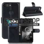 Kožna torbica futrola Alcatel 1S 2019 Litchi preklopna crna
